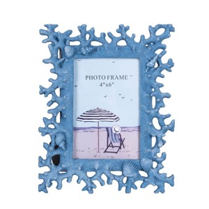 Beachcombers 4x6 Blue Coral Theme Decorative Photo Frame - Ocean Coastal Beach House Decor - 1 of 4