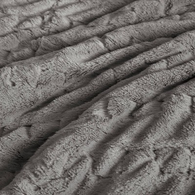 Gray King Ruched Faux Fur Down Alternative Comforter Set