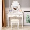 CAVINAS Set Small Vanity Desk with Stool Small Vanity Desk with Mirror Modern Make up Vanity for Bedroom - 4 of 4