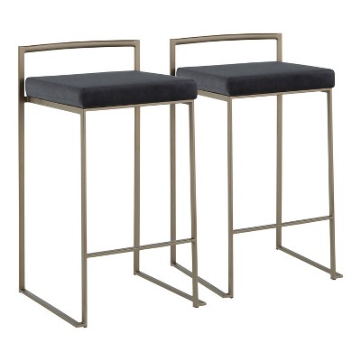 Set of 2 Fuji Industrial Stackable Counter Height Barstools - LumiSource