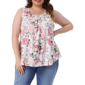 Agnes Orinda Women's Plus Size Round Neck Sleeveless Pleated Flowy Casual Boho Tank Top - 1 of 4