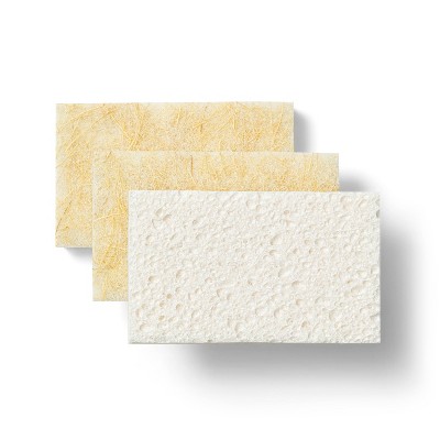 Natural Scrubbing Sponge - Non-Scratch - 3pk - Everspring™