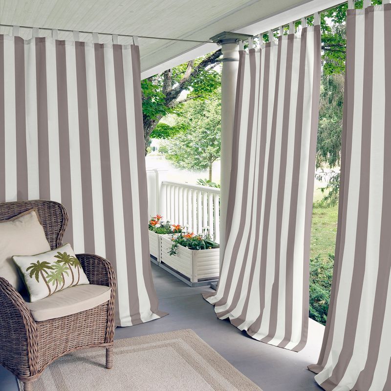 Highland Stripe Indoor/Outdoor Single Window Curtain for  Patio, Pergola, Porch, Cabana, Deck, Lanai - Elrene Home Fashions, 1 of 5