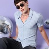 Campus Sutra Men Men's Powder Blue Crease-Stitched Shirt - 2 of 3