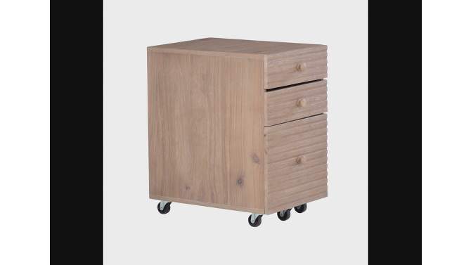 Wedeln 3 Drawer Rolling File Cabinet Natural Finish Wood - Powell, 2 of 16, play video