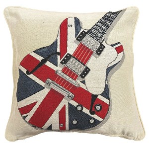Signare USA Guitar With Union Jack - Panelled Pillowcase/Cushion Cover 18x18 Inch - 1 of 1