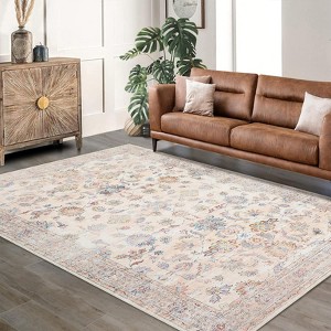 Area Rugs for Living Room,Vintage Rugs for Bedroom Machine Wash Soft Low Pile Area Rug Print Carpet with Rubber Backing - 1 of 4