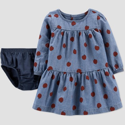 Baby Girls' Apple Chambray Dress - Just One You® made by carter's Red/Blue 3M