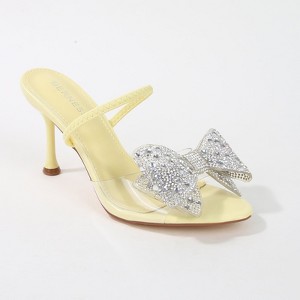Berness Women's Fonda Clear Heeled Sandals with Rhinestone Bow - 1 of 4