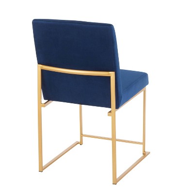 Fuji Luxe Blue Velvet Gold Metal High Back Side Chair