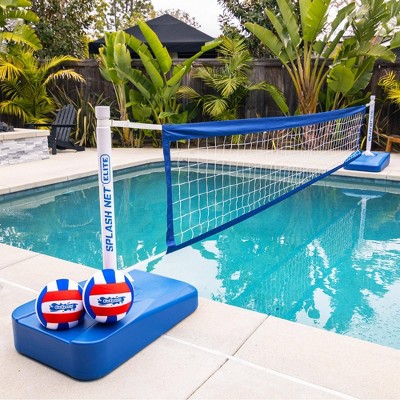 Elite Adjustable Blue and White Pool Volleyball Game Set