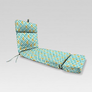 Outdoor French Edge Chaise Lounge Cushion - Turquoise/Gold - Jordan Manufacturing