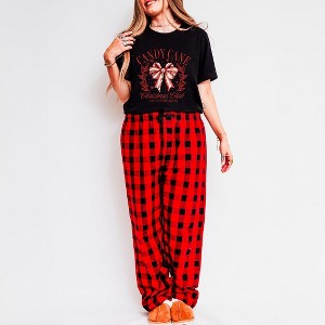Simply Sage Market Women's Coquette Candy Cane Pajama Set - 1 of 4