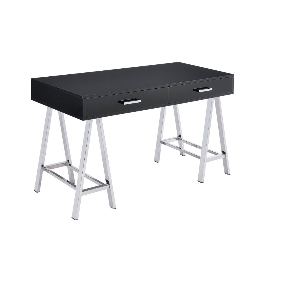 Photos - Office Desk Coleen Desk Black High Gloss/Chrome - Acme Furniture