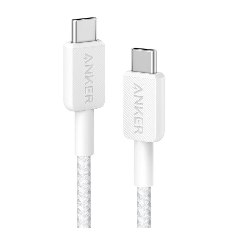 Anker 3&#39; 60W Braided USB-C to USB-C Max Fast Charging Cable - White, 1 of 8