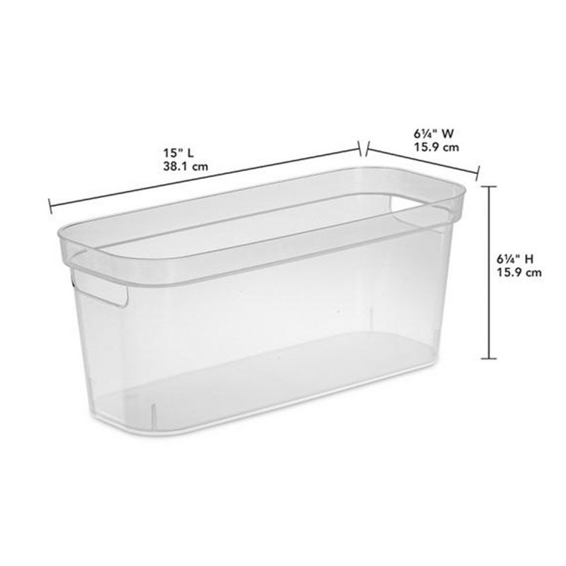 Sterilite 6.25x6.25x15 Inch Narrow Modern Storage Bin w/ Comfortable Carry Through Handles and Banded Rim for Household Organization, Clear, 3 of 7