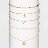 Crystal Acrylic Stones White Pearls Multi Chain Necklace Set - Wild Fable™ Gold