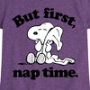 Girls' - Peanuts - Snoopy But First Nap Time Fitted Short Sleeve Graphic T-Shirt - 2 of 4