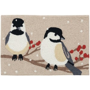 Jellybean Winterberries and Chickadees Doormat 20"x30" – Machine Washable Seasonal Mat for Entryways & Patios - 1 of 3