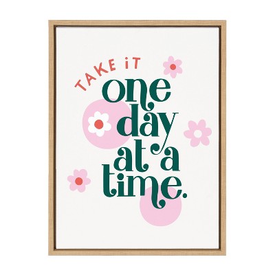 18" x 24" Sylvie Take It One Day At A Time Framed Canvas by Maria Filar Natural - Kate & Laurel All Things Decor