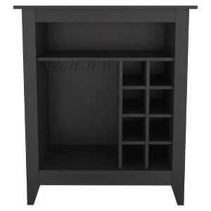 Essential Bar Cabinet; One Open Shelf; Six Built-in Wine Rack; One Drawer -Black - 1 of 4