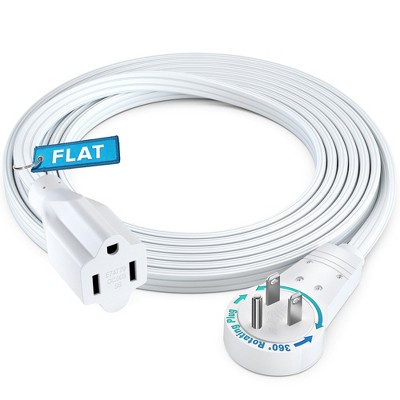 Maximm 360° Rotating Flat Plug Extension Cord Flat Cord with Slim Space-Saving Plug Design, 16 AWG