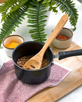 12" Beechwood Slotted Spoon with Laser Etched Woodland Design