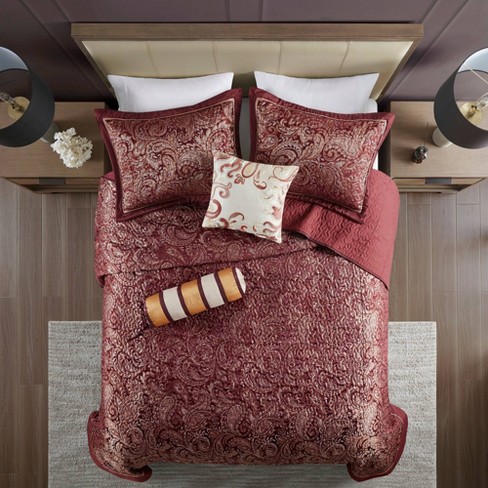 Hampton Park Bellagio 5-Piece Queen Reversible Bedspread Set in Brown/Gold