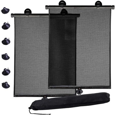 Image of Zone Tech Car Roller Blinds Side Window Sun Shades - Premium Quality 2 Pack Universal Retractable Roller Blinds