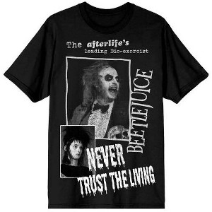 Beetlejuice Never Trust The Living Photo Art Men's Black Crew Neck Short Sleeve T-shirt - 1 of 2