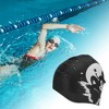 Unique Bargains Silicone Moon Mermaid Pattern Waterproof Swim Cap Black White 1 Pc - 2 of 4