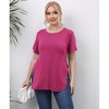 Women's Round Neck Split Hem Short Sleeve T-Shirt Casual Basic Stretchy Cotton Tee Summer Top - 3 of 4