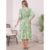 INSPIRE CHIC Women's Floral Casual Summer Ruffle Sleeve V Neck Beach Boho A Line Midi Dresses - 3 of 4