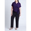 ELOQUII Women's Plus Size Short Sleeve Collared Top With Waist Tie - 4 of 4