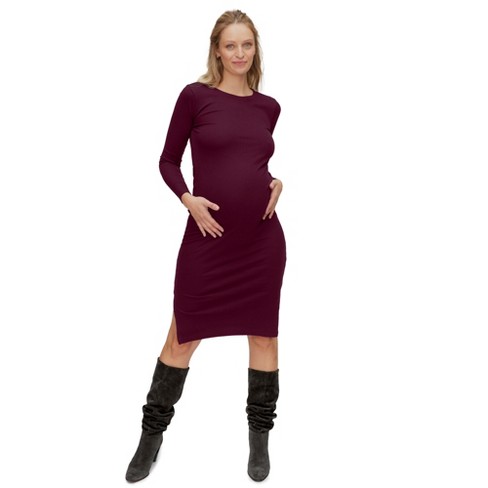 Long Sleeve Ribbed Maternity Dress Motherhood Maternity Target