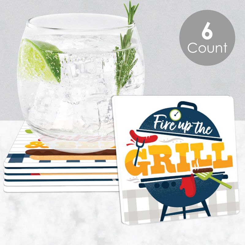 Big Dot of Happiness Fire Up the Grill - Funny Summer BBQ Picnic Party Decorations - Drink Coasters - Set of 6, 2 of 9