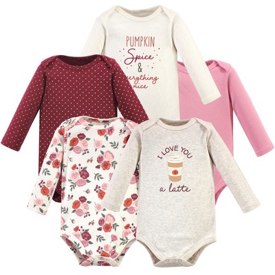 Hudson Baby Infant Girl Cotton Long-sleeve Bodysuits, Hello Fall : Target