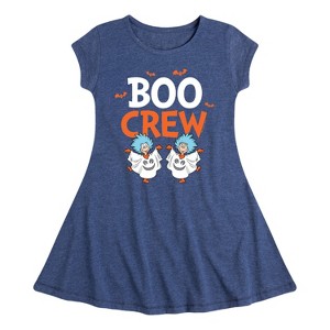 Girls' - Dr. Seuss - Boo Crew Thing 1 and 2 Fit & Flair Cap Sleeve Graphic Dress - 1 of 4