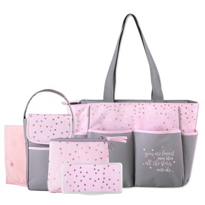 Baby Essential Kisses & Hearts 5-in-1 Tote - Pink