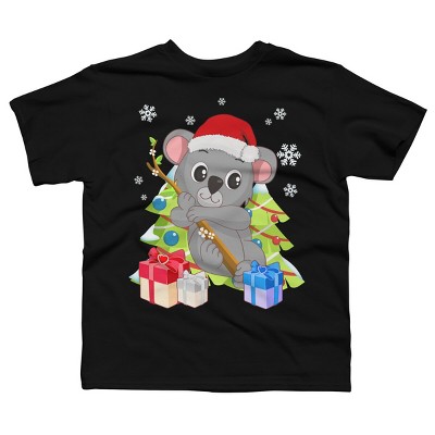 Boy's Design By Humans Santa Climbing Koala Bear Christmas T-Shirt By thebeardstudio T-Shirt