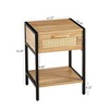 15.74" Rattan End table with drawer, Modern nightstand, metal legs,side table for living room, bedroom,White - image 4 of 4