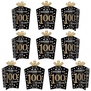 Big Dot of Happiness Adult 100th Birthday - Gold - Table Decorations - Birthday Party Fold and Flare Centerpieces - 10 Count - 1 of 4