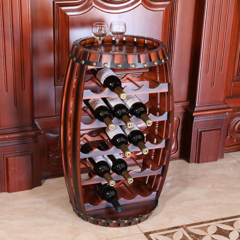 Vintiquewise Rustic Barrel Shaped Wooden Wine Rack for 23 Bottles, 3 of 9