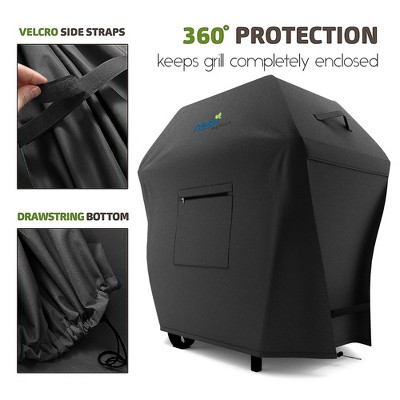 Nestl Heavy Duty Black Waterproof BBQ Grill Cover with Zipper Pocket