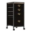 3-Drawer Metal Filing Cabinet with Wheels, Mobile Under Desk Storage Organizer for Home Office – Black - 4 of 4