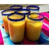 Dos Sueños Mexican Hand Blown Glassware Combo Set - Blue Rim Pitcher and Drinking Glasses - 2 of 4