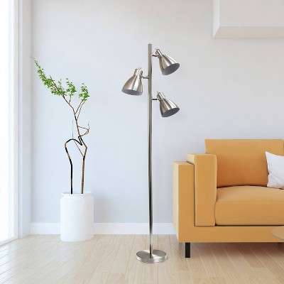 64" Traditional 3 Light Metal Floor Lamp with Adjustable Spotlight Shades - Creekwood Home