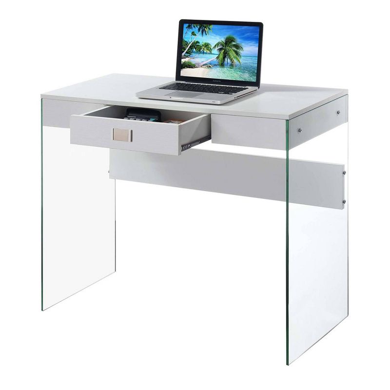 36" Breighton Home Uptown Glass Desk with Drawer, 4 of 6