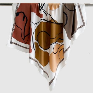 Anna-Kaci Women's Abstract Art Satin Square Scarf with Braided Border Trim 35.5x35.5in - 1 of 4