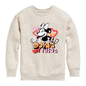Boys' - Disney - Minnie Mouse Doing My Thing Graphic Long Sleeve Fleece Sweatshirt - 1 of 4